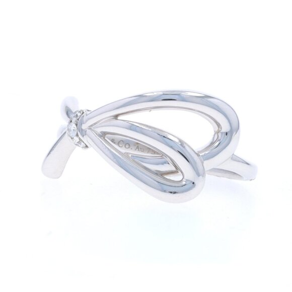 Tiffany & Co. Bow Diamond Band - White Gold 18k Round Brilliant Ribbon Ring - Picture 3 of 7